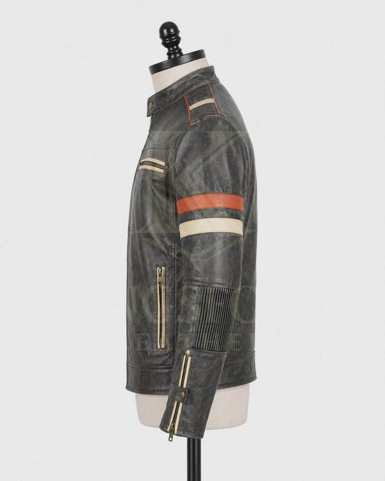 Black cafe racer, racing stripes thumbnail 3