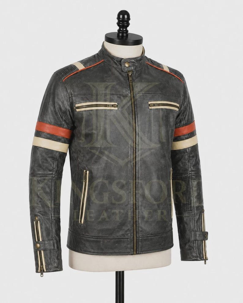Black cafe racer, racing stripes thumbnail 5