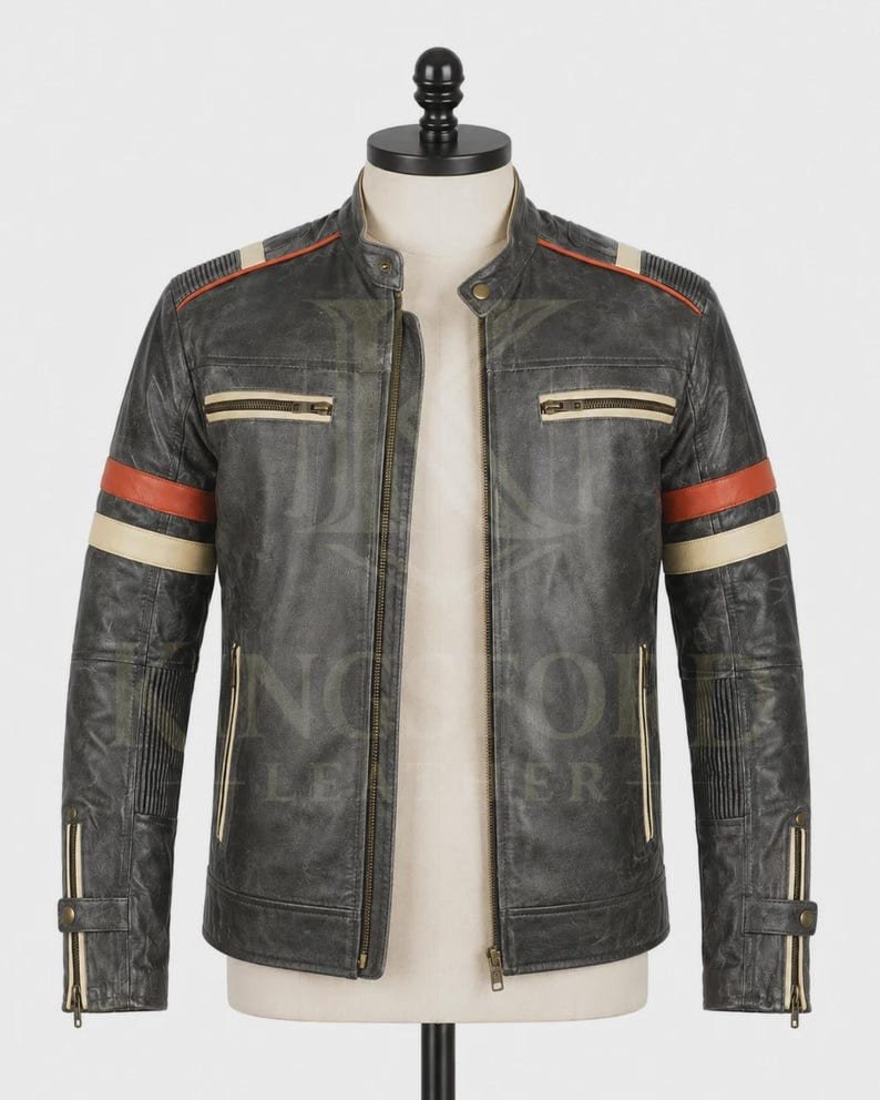 Black cafe racer, racing stripes thumbnail 4
