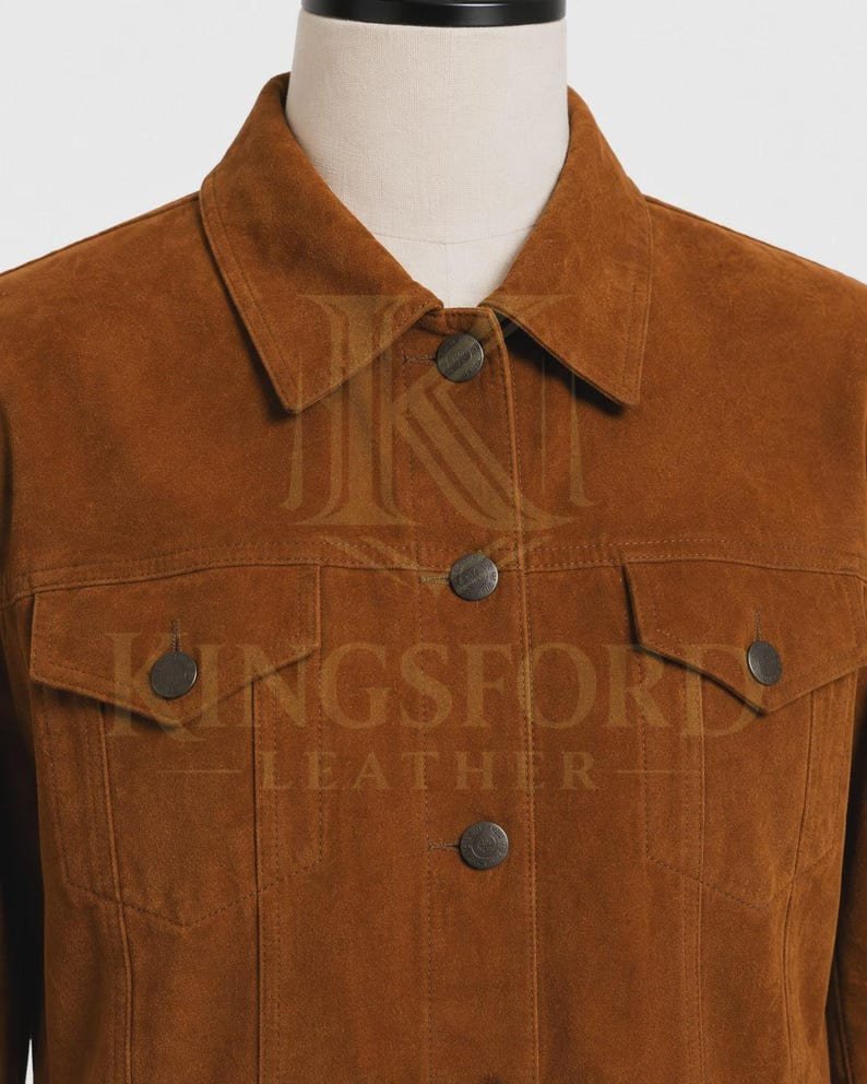 Brown suede trucker jacket, western cut thumbnail 4