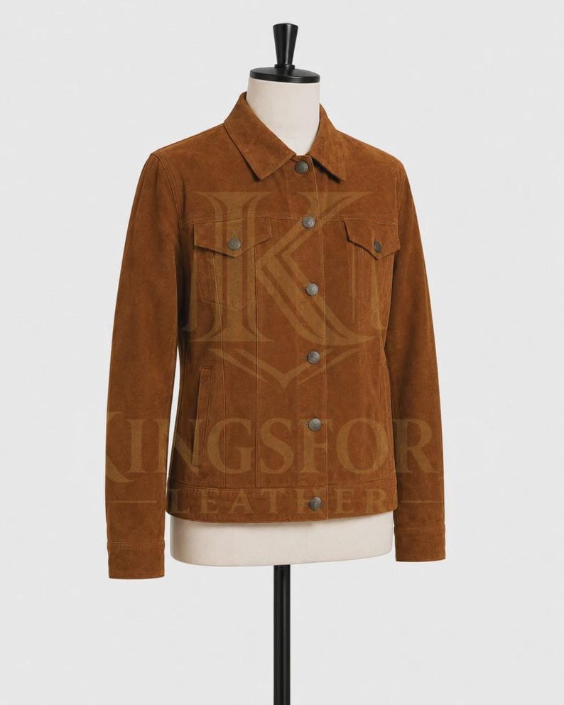 Brown suede trucker jacket, western cut thumbnail 5